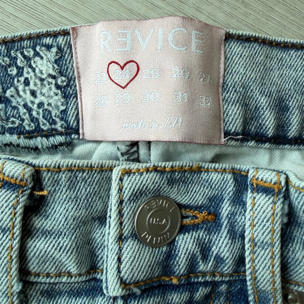 REVICE Denim Cut-Out Back Flare Jeans Light Wash Size 24 Made in USA - Picture 7 of 12